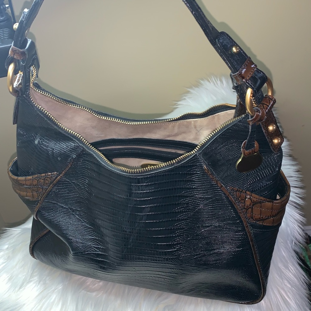 Embossed Leather Brahmin Handbag